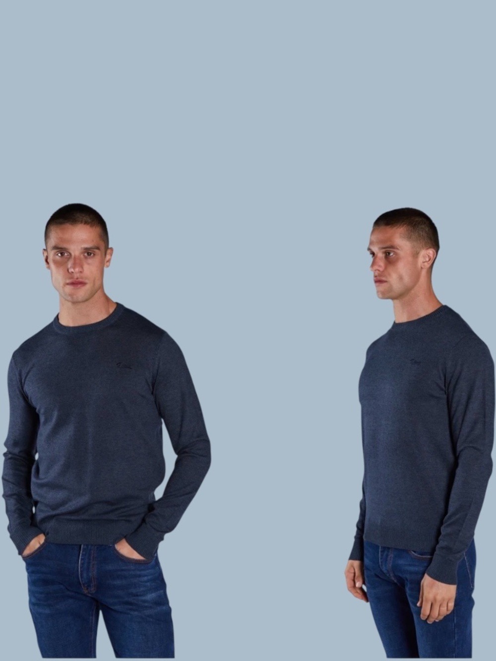 DIESEL Acrylic Cotton Blend Long Sleeve Crew Neck Sweater Unisex Petrol Blue L